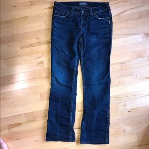 Silver Suki W31 L35 altered to 31” MIdrise slim Boot dark jeans